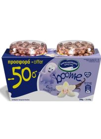 Boome Επιδόρπιο Γιαουρτιού Βανίλια, Με Overcup Δημητριακά Με Επικάλυψη Σοκολάτας 2X148gr-50C