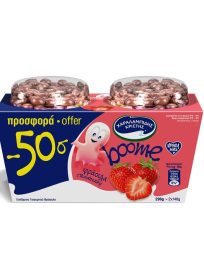 Boome Επιδόρπιο Γιαουρτιού Φράουλα, Με Overcup Δημητριακά Με Επικάλυψη Σοκολάτας 2X148gr-50C