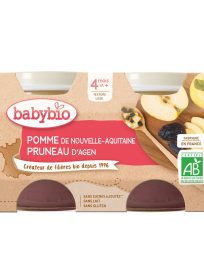 Babybio Βιολογικός Πουρές Μήλου and Δαμάσκηνου 2X130gr