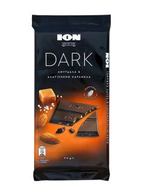ION Μαύρη Σοκολάτα Αμυγδάλου Με Αλατισμένη Καραμέλα 90gr